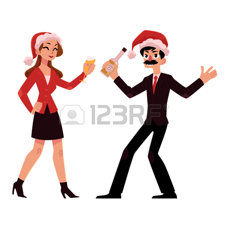 450x450 Man And Woman Having Fun, Drinking At Corporate Christmas Party