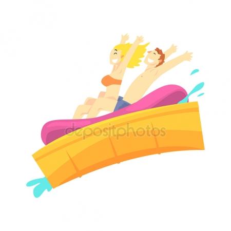 450x450 People Having Fun On A Water Slides Stock Vector Topvectors