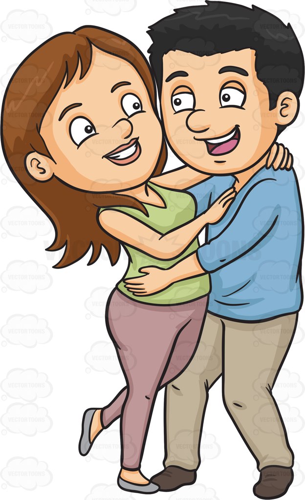 624x1024 A Couple Having Fun Cartoon Clipart