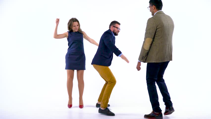 852x480 Two Attractive Businesswomen Dancing And Having Fun. High