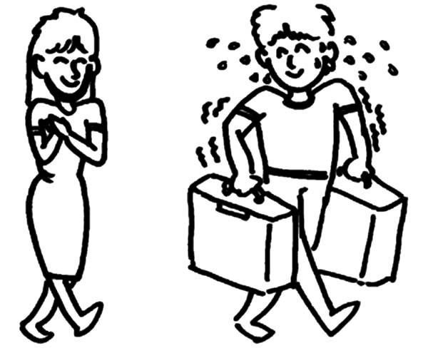 600x502 Helping A Girl Carry Her Bag And Suitcase Others Coloring Pages