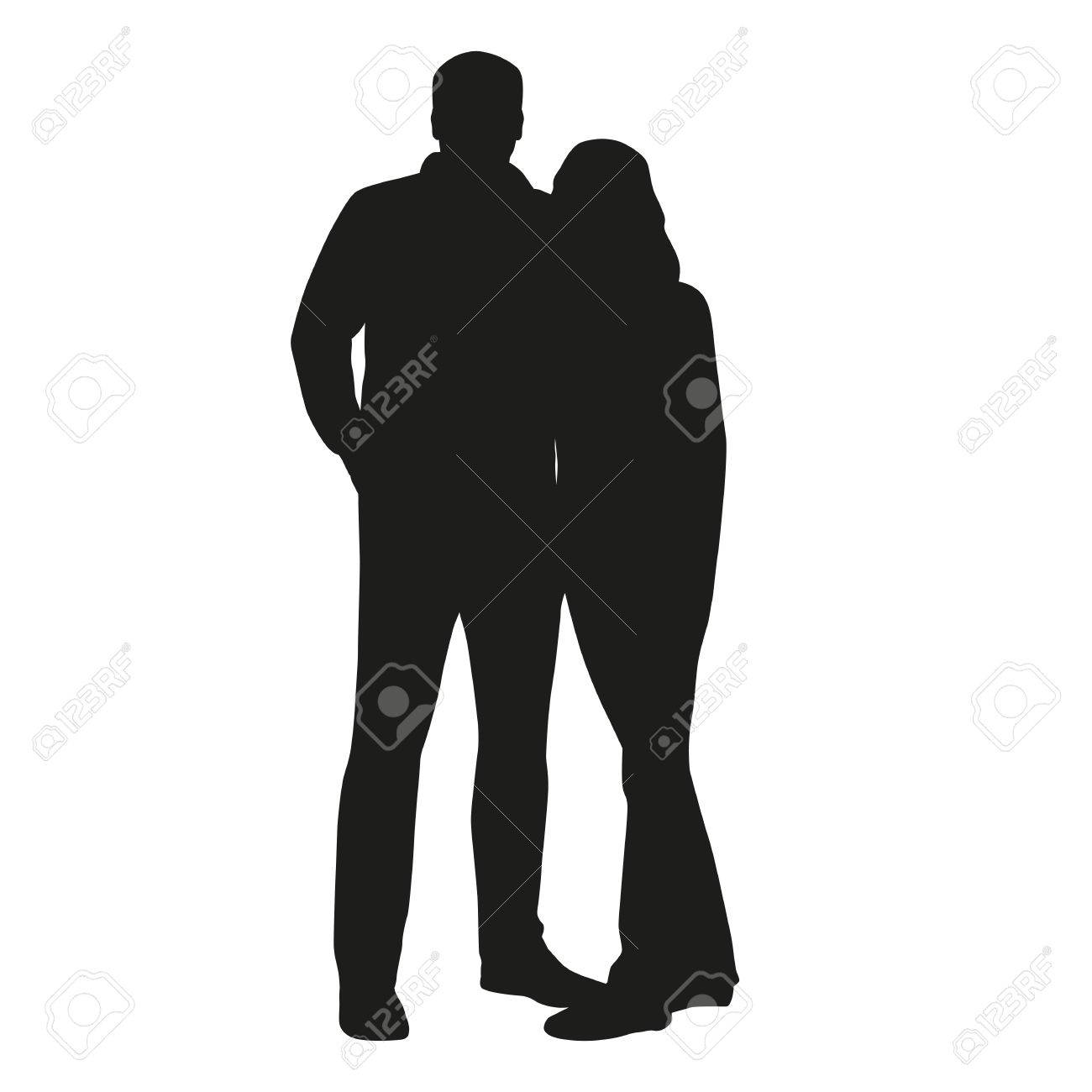 1300x1300 Couple Vector Silhouette. Hugging People Royalty Free Cliparts
