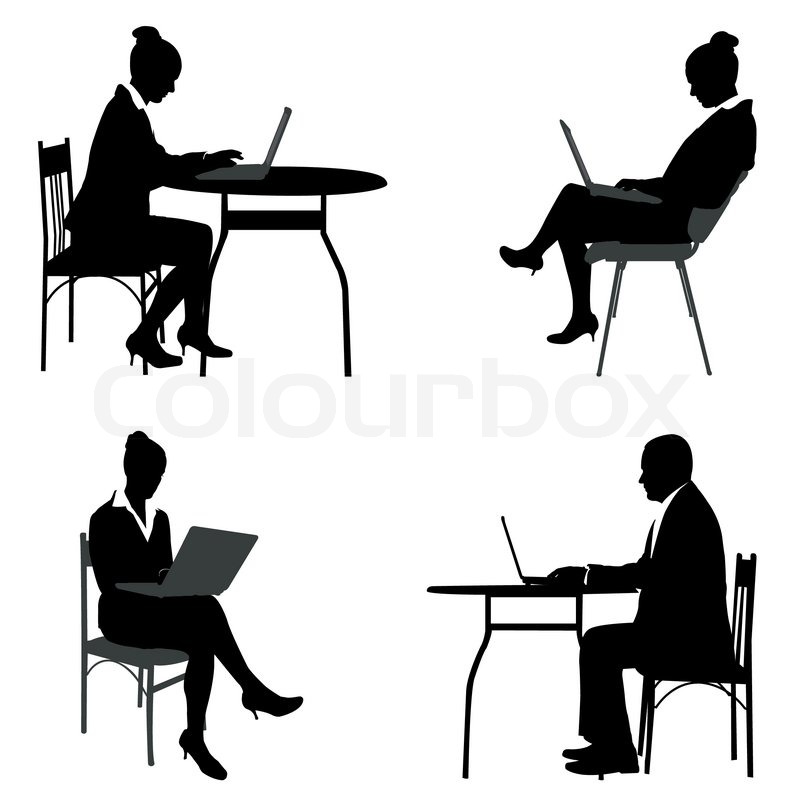 800x798 Man Sitting In Front Of Computer Stock Vector Colourbox