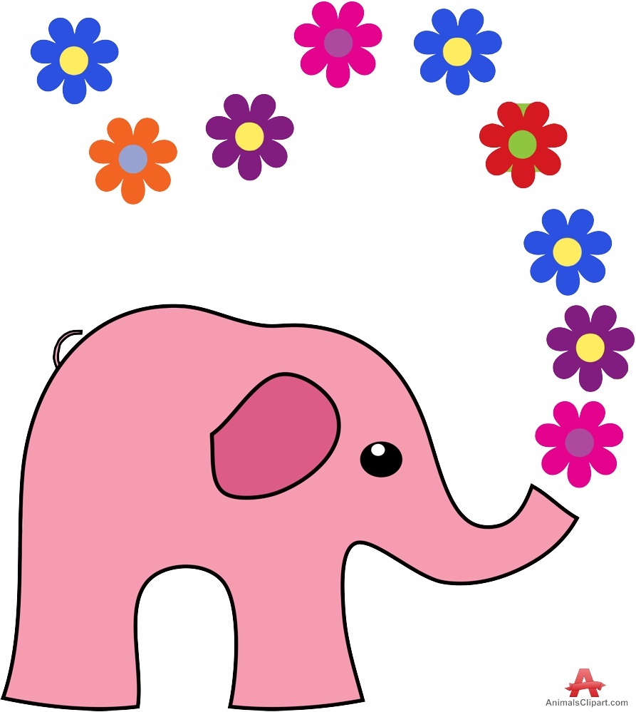 893x999 Pink Elephant With Flowers Free Clipart Design Download