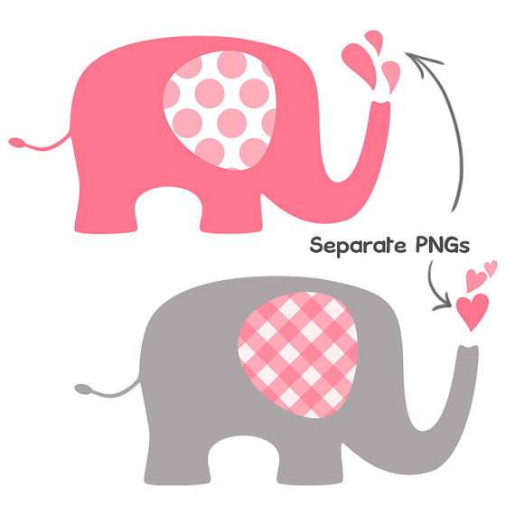 570x570 Sale Pink And Grey Baby Elephants Clip Art Set Elephant