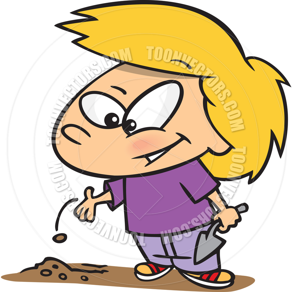 940x940 Cartoon Girl Planting Seeds By Ron Leishman Toon Vectors Eps