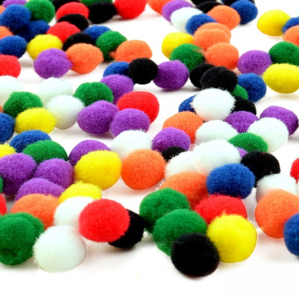 950x950 Mixed Pom Poms 15mm Assorted Colours
