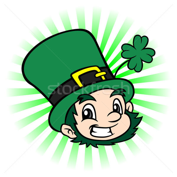 600x600 Smiling St. Patrick's Day Leprechaun With Shamrock Vector