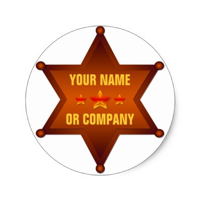 400x400 Customizable Marshal Sheriff Badge Classic Round Sticker