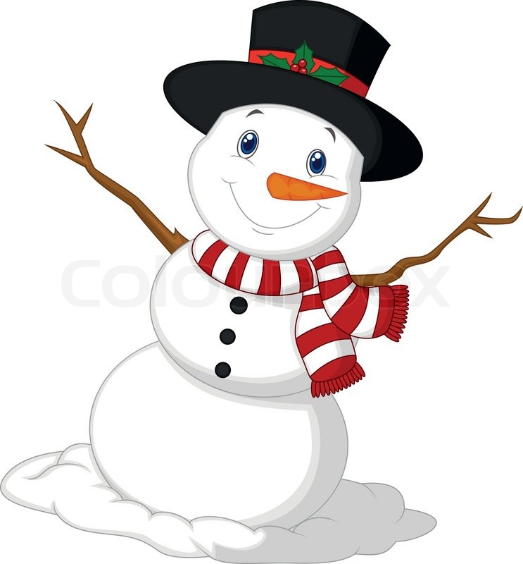 743x800 Vector Illustration Of Christmas Snowman Cartoon Wearing A Hat
