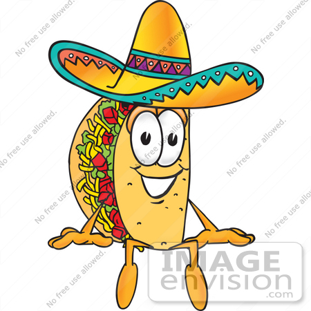 450x450 Clip Art Graphic Of A Crunchy Hard Taco Character Sitting
