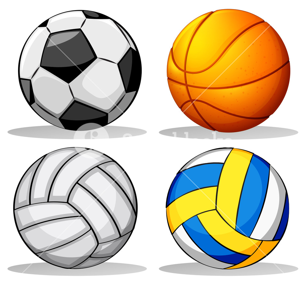 1000x932 Illustration Of The Different Balls Used In Sports On A White