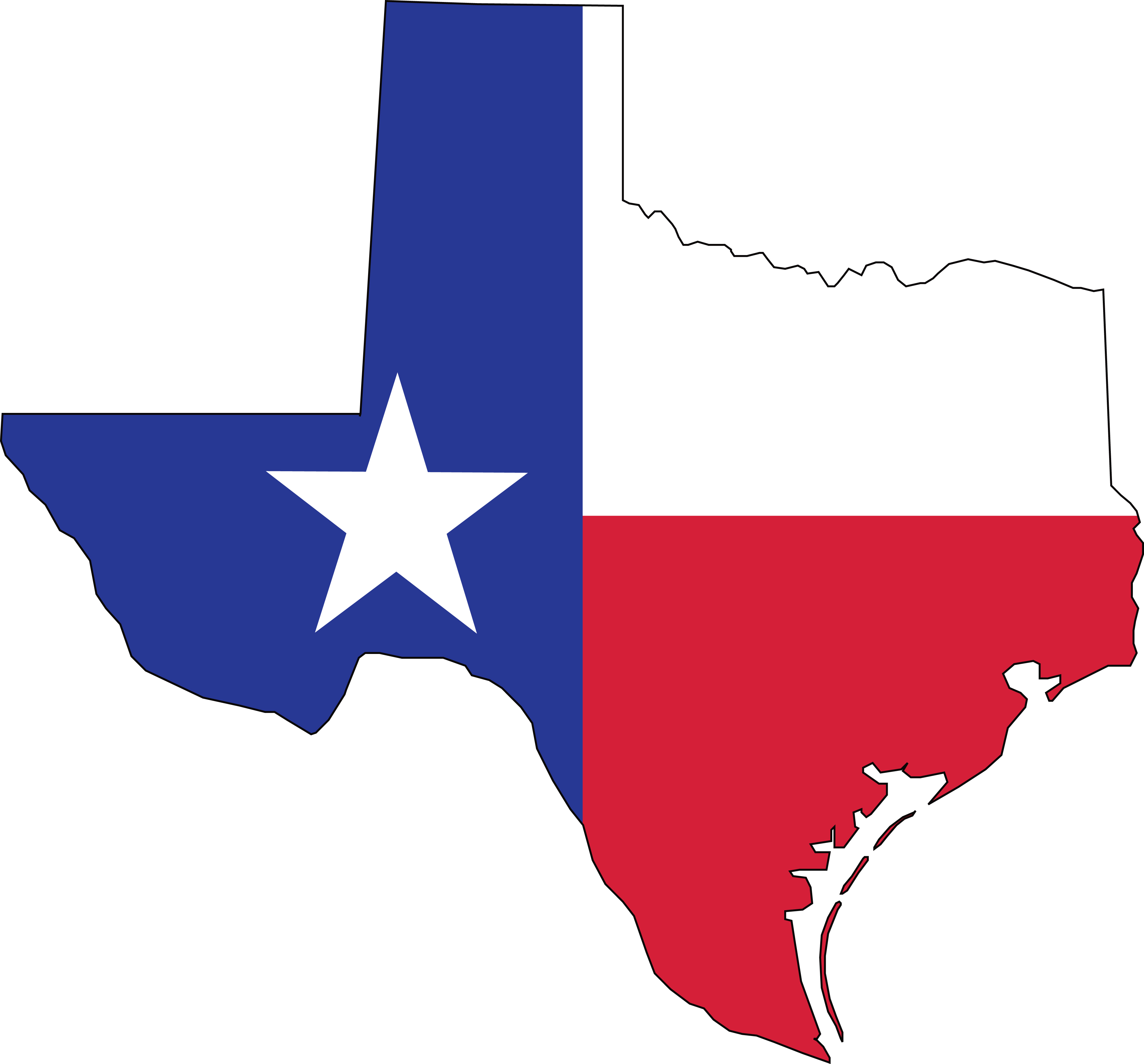 4000x3721 Clipart Of A Texas Flag Map