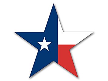 355x266 Star Shaped Texas Flag Sticker (Tx Bumper Lone Decal