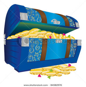 295x300 Free Clipart Image A Blue Open Treasure Chest