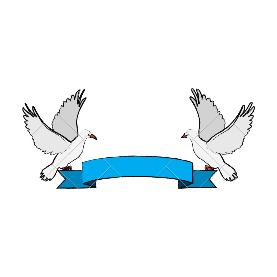 550x550 Two Doves Holding A Banner Ribbons Clip Art Isolated On White