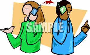 300x183 Art Image Two People Talking On Cell Phones Back To Back
