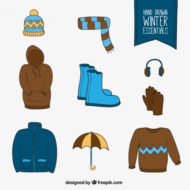 626x626 Hand Drawn Winter Clothes Set Vector Free Download