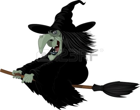 450x354 Illustration Wicked Witch Flying On A Broomstick Royalty Free