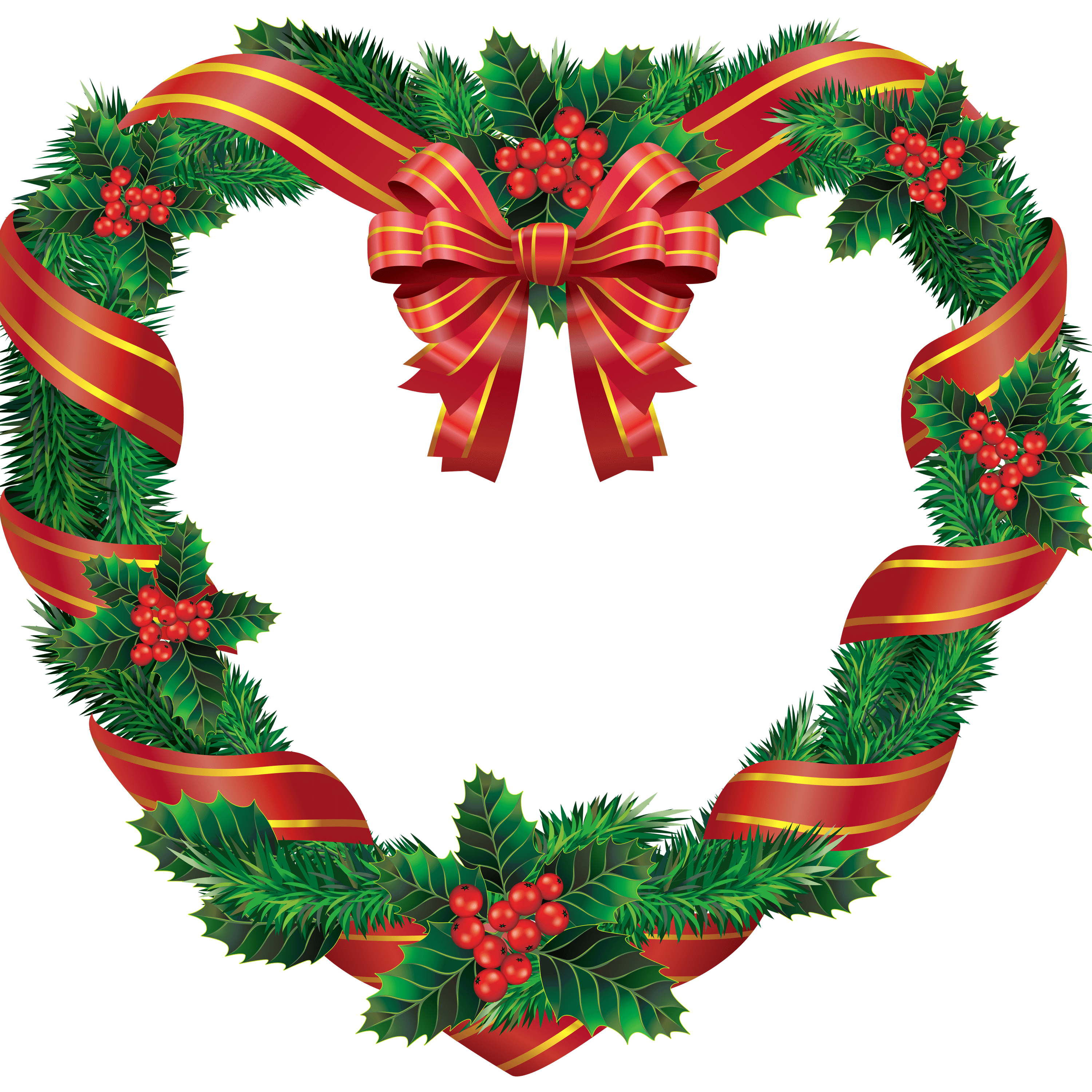 3000x3000 Heart Christmas Wreath Transparent Png