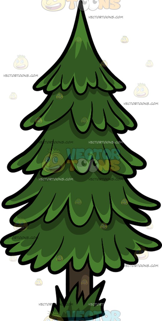 517x1024 A Christmas Pine Tree Cartoon Clipart