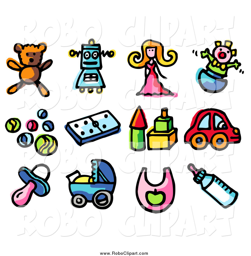 1024x1044 Clip Art Of Baby Toy Teddy Bear, Robot, Doll, Clown, Balls