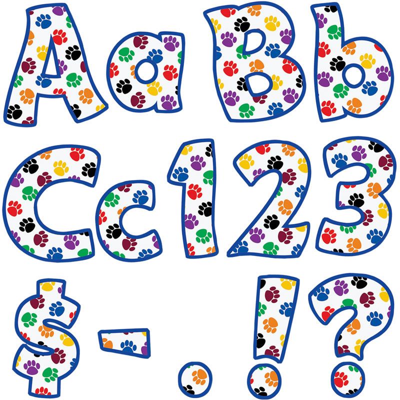 800x800 Colorful Paw Prints Funtastic 4 Letters And Numbers