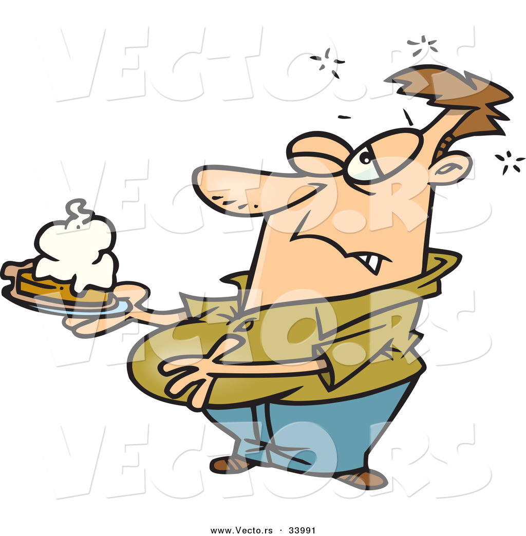 1024x1044 Vector A Stuffed Cartoon Chubby Man Holding Big Slice