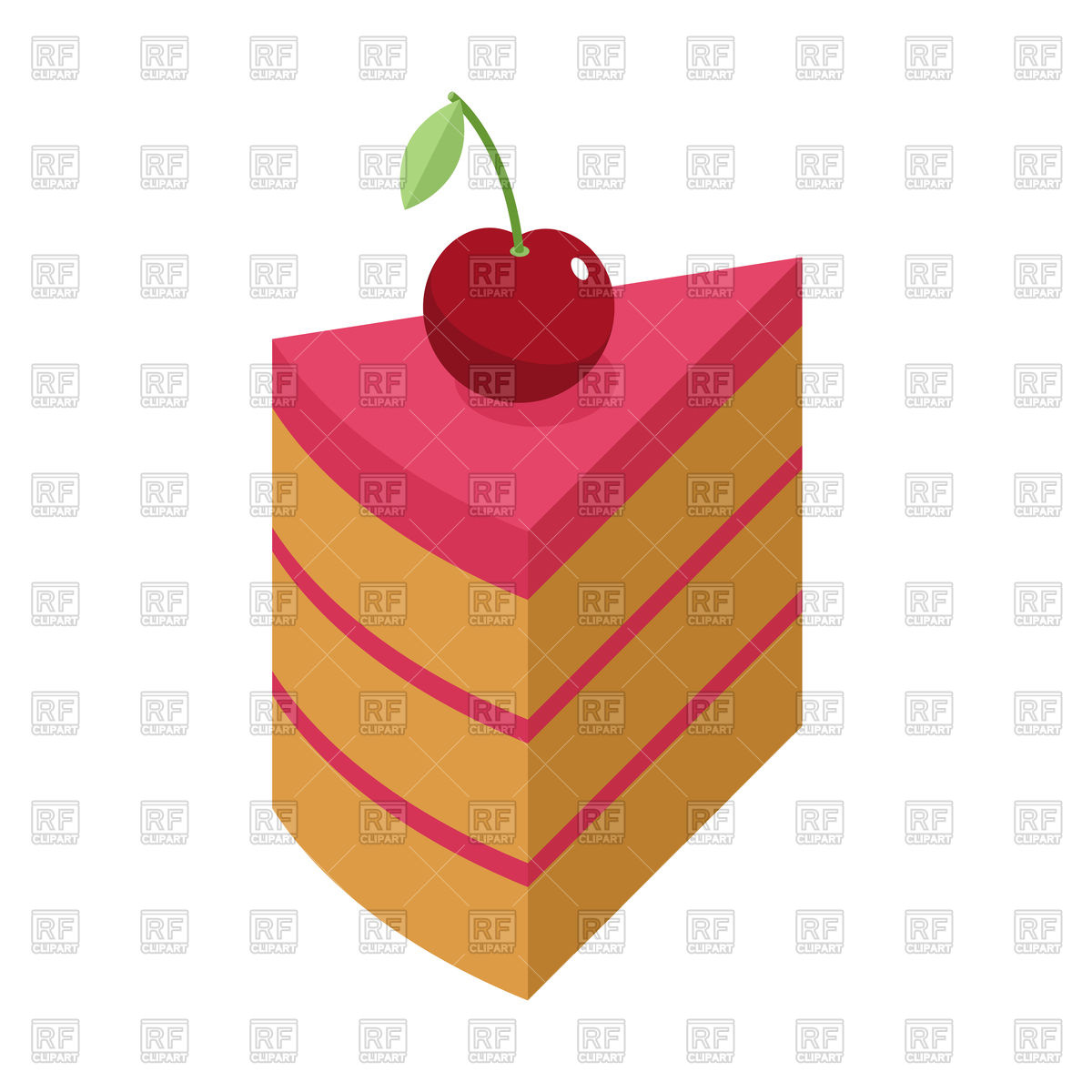 1200x1200 Cherry Cake Piece With Berry Isolated Royalty Free Vector Clip Art
