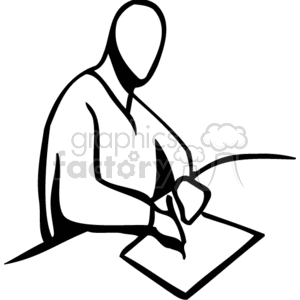 300x300 Royalty Free Blacknd White Image Of Person Writing On