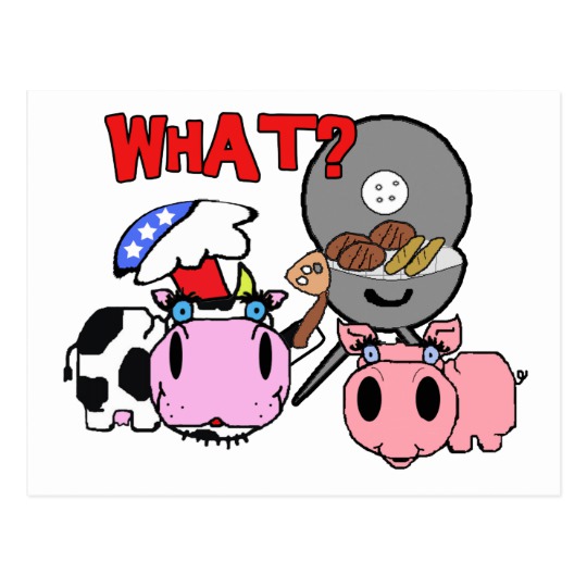 540x540 Cow And Pig Schnozzles Barbecue Bbq Cartoon Postcard