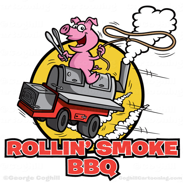 640x636 Pig On Bbq Smokergrill Cartoon Logo