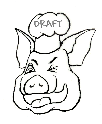 356x432 The Artist's Brain Illustration Fat Pig Bbq Sauce Logo