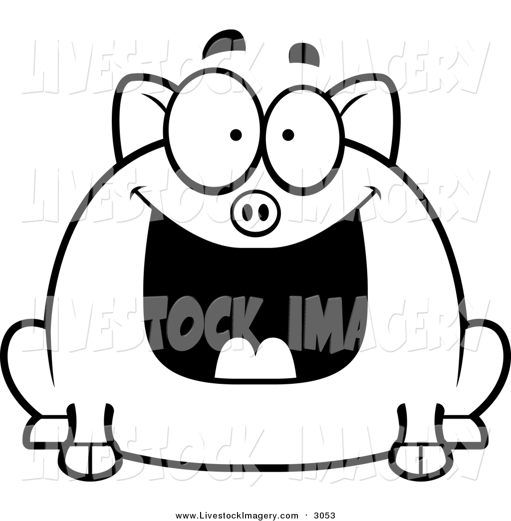 1024x1044 Clip Art Of A Black And White Grinning Pig By Cory Thoman