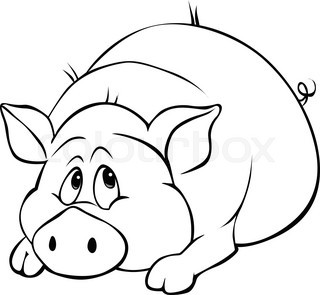 320x295 Lazy Pig Taking A Break. Vector Clip Art Illustration With Simple