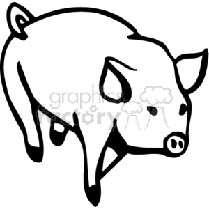 300x300 Royalty Free Black And White Outline Of A Pig 132068 Vector Clip