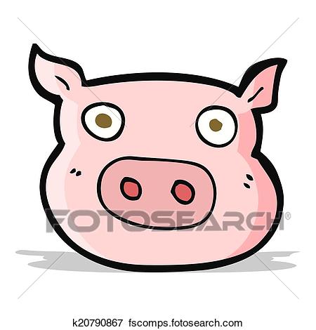 450x470 Clip Art Of Cartoon Pig Face K20790867