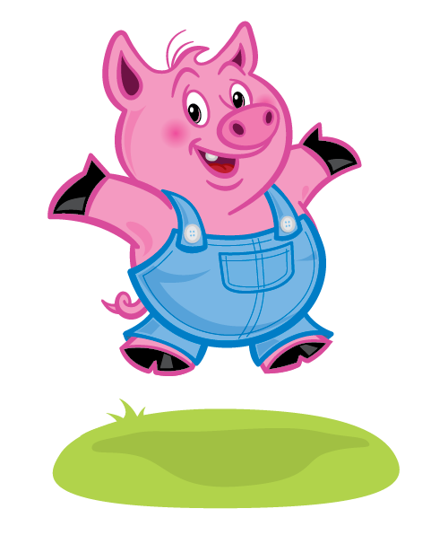 500x596 Happy Pig Cartoon Illustration Henstra Design