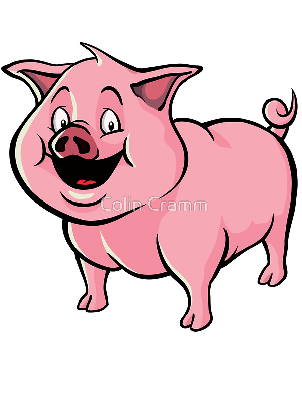 600x800 Happy Cartoon Pig Stickers By Colin Cramm Redbubble