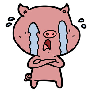 300x300 Cartoon Sitting Pig Crying Royalty Free Stock Image