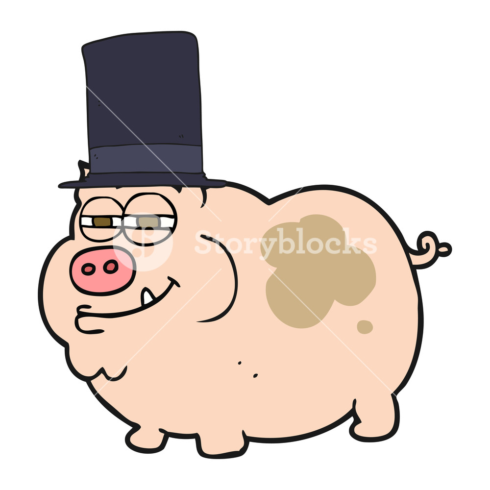 1000x1000 Freehand Drawn Cartoon Rich Pig Royalty Free Stock Image