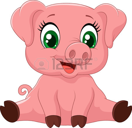 450x435 Cartoon Adorable Baby Pig,vector Illustration Royalty Free
