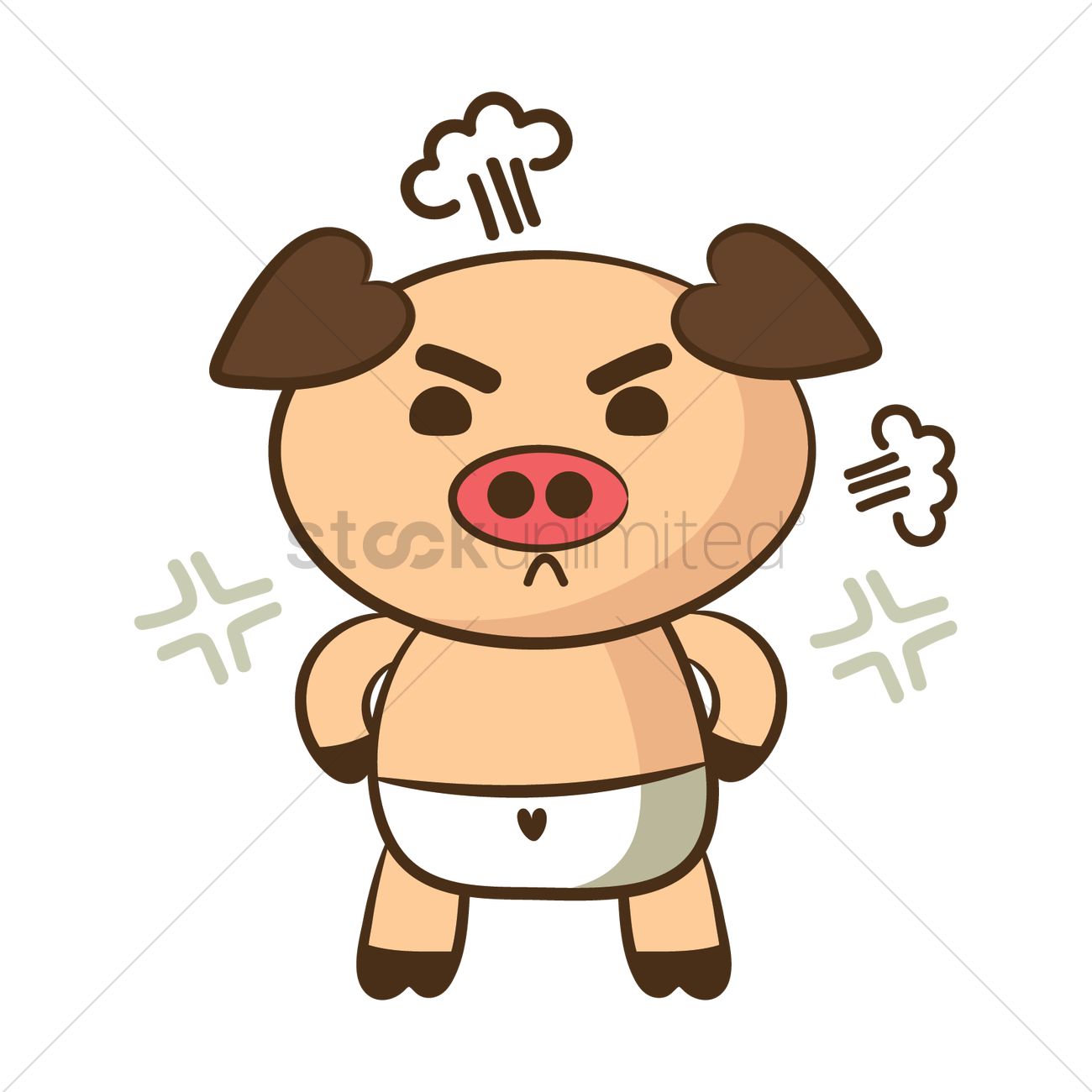 1300x1300 Cartoon Pig Feeling Angry Vector Image