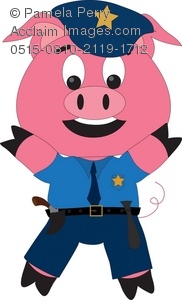 182x300 Art Illustration Of A Cartoon Pig Wearing Police Uniform