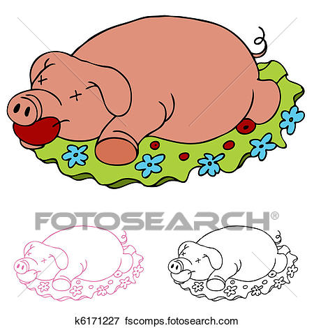 450x470 Clip Art Of Luau Roasted Pig K6171227