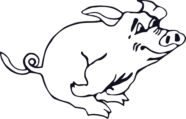 600x385 Outline Running Pig Clip Art Free Vector 4vector
