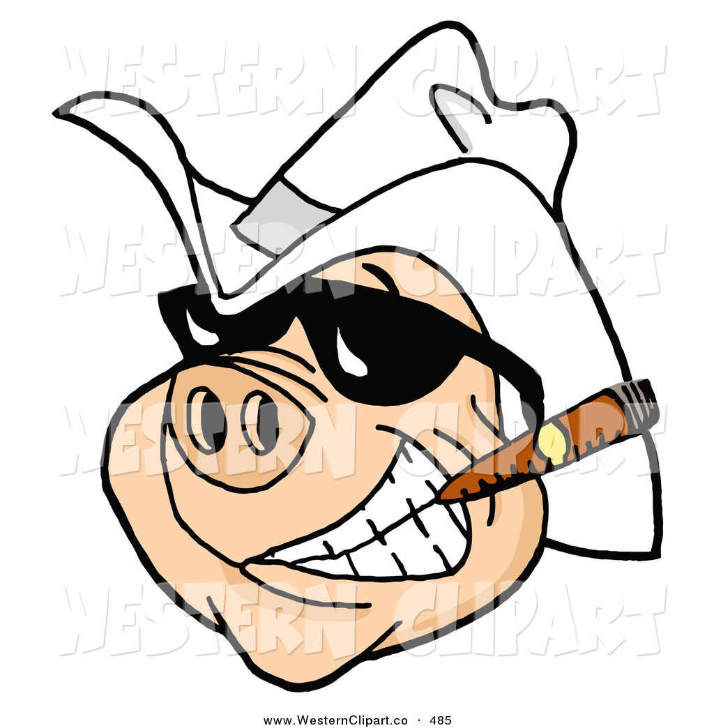 1024x1044 Vector Western Clip Art Of A Grinning Happy Pig Wearing Shades