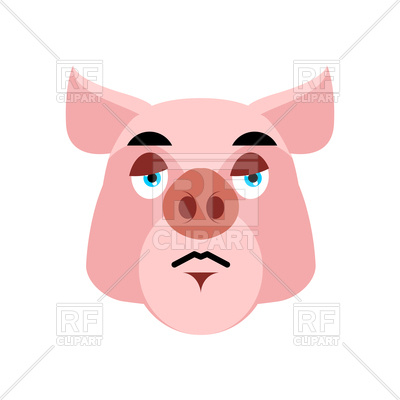 400x400 Pig Sad Emotion Royalty Free Vector Clip Art Image