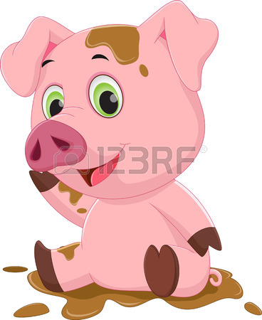 368x450 Cartoon Pig Play In Mud Royalty Free Cliparts, Vectors, And Stock