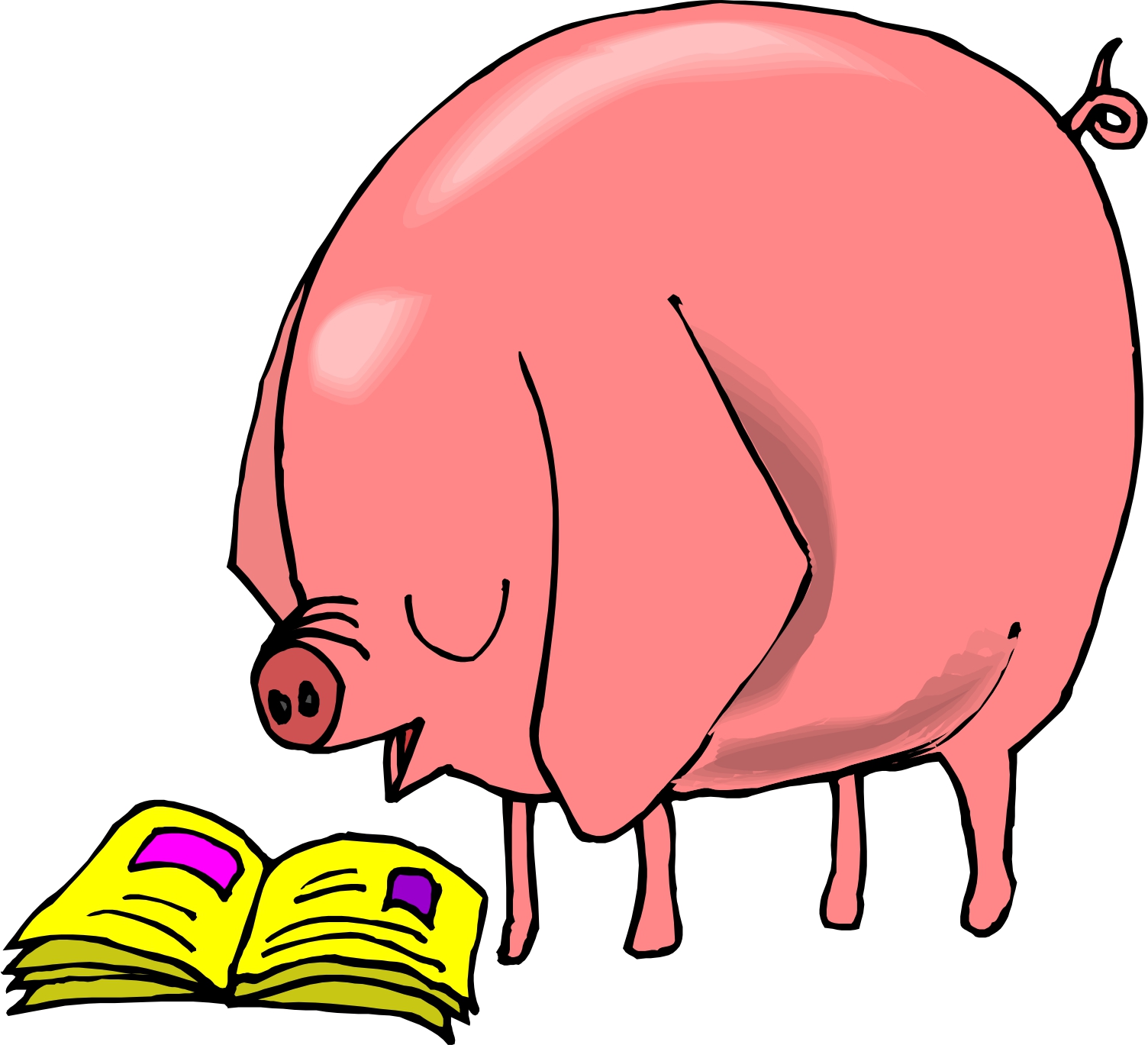 1504x1369 Pig Reading Clipart